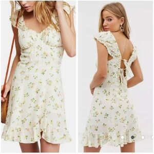 Free People Yellow Ruffled Backless Sundress